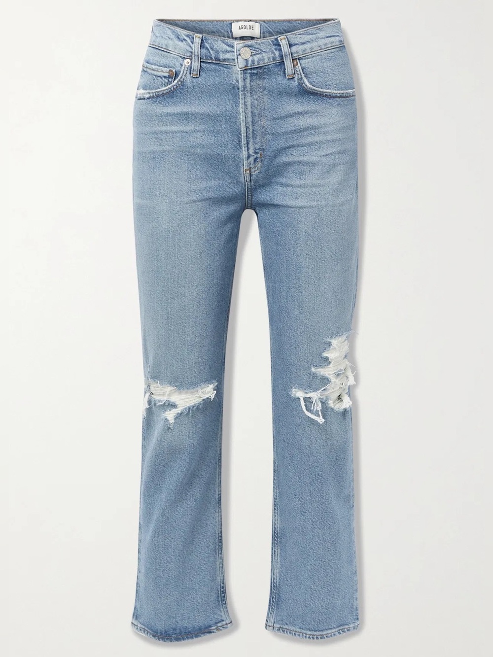 AGOLDE Wilder Jeans Size 27 High Rise Distressed Straight Leg Cropped Denim